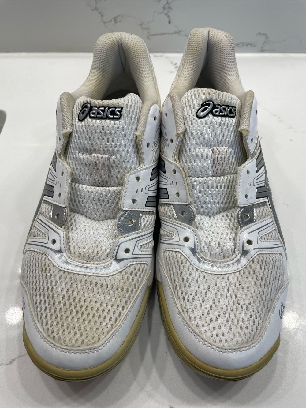 Asics Gel Rocket White and Tan Mesh Running Sneakers Women’s Size 11